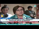 Sen. De Lima: Declaration of State of National Emergency should be limited to Mindanao