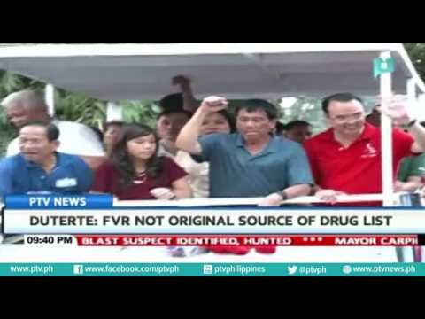 President Rody Duterte: FVR not original source of drug list