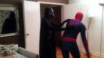 SpiderMan Pranks Darth Vader sleeping ! Real Life Superhero Activities
