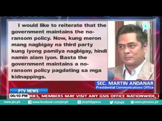 Palasyo, muling binigyan diin ang no-ransom policy