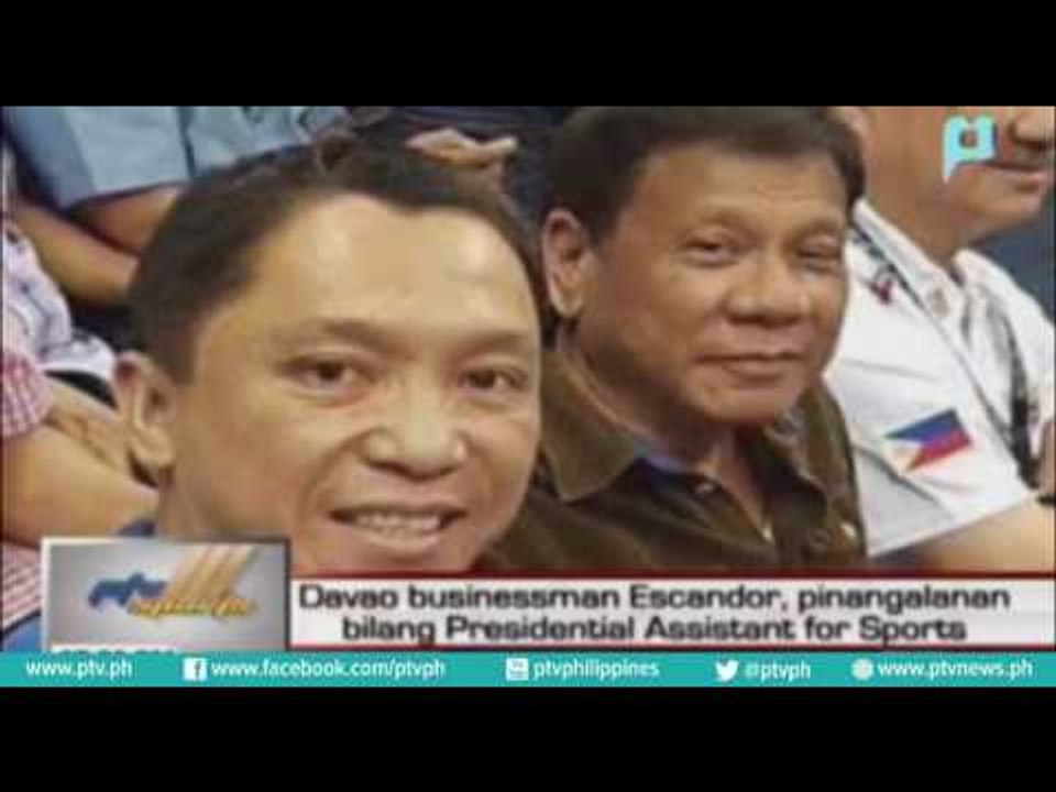 Davao businessman Escador, pinangalanan bilang Presidential Assistant for Sports