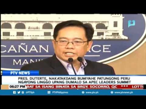 Pres. Duterte, nakatakdang bumiyahe patungong Peru ngayong linggo para sa APEC Leaders' Summit