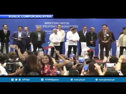 Pangulong Duterte, mainit na sinalubong ng Filipino Community sa Malaysia