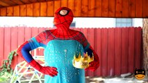 Spiderman Frozen Elsa PRINGLES CHALLENGE! vs Joker Spidergirl M&M TOYS! Superhero Spell Fun IRL