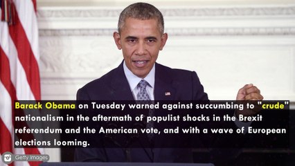 Barack Obama warns against 'crude' nationalism