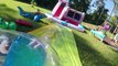 BIG SLIP-N-SLIDE WATERSLIDE + GIANT INFLATABLE TOYS SHARKS on Outdoor Slide Family Fun