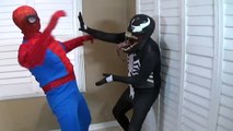 SPIDERMAN VS VENOM FARTS! SUPERHERO FUN IN REAL LIFE MOVIE IRL Battle