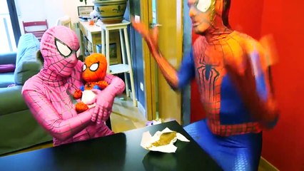 Baby Poop on Spiderman! Funny Spiderbaby care with Spider Family and Pink Spidergirl in Real Life!