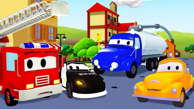 Авто Патруль пожарная машина и полицейская машина, и Бензовоз в Автомобильный Город | Мультфильм