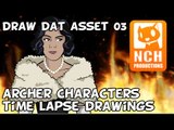 Draw Dat ASSet. Archer Characters Time-lapse drawing.