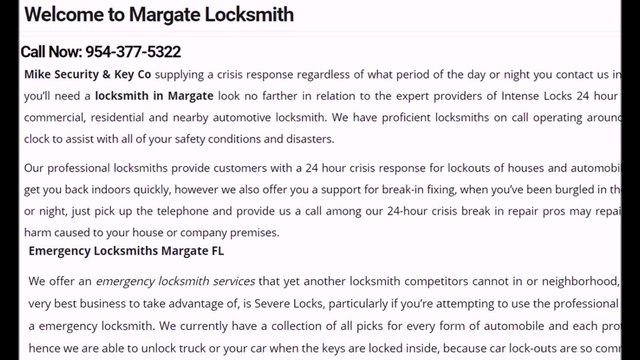 Locksmith Margate | Call Now 954-377-5322