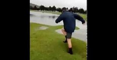 Flooding Lets Boys Bounce Around on Jello Grass or 'Lawn Blisters'