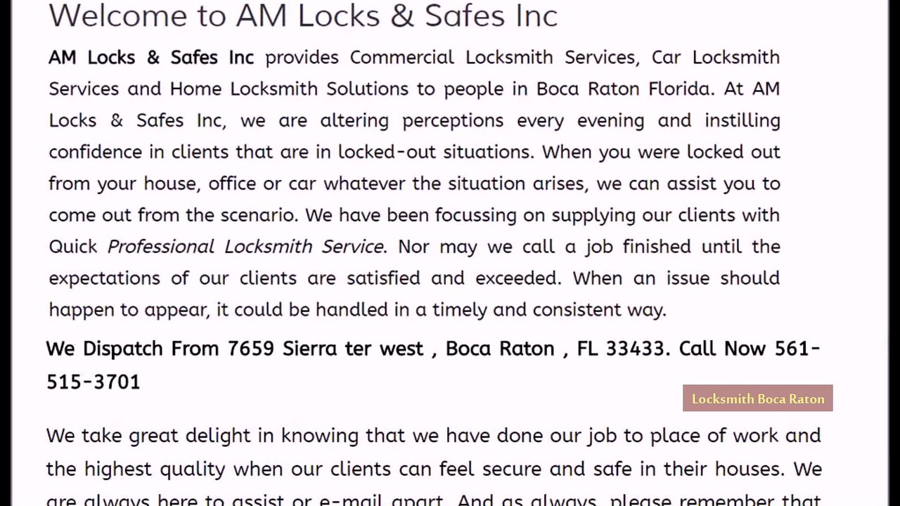 Locksmith Services Boca Raton | Call Now  561-515-3701
