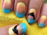 Sunset Ombre Dolphin Nail Art