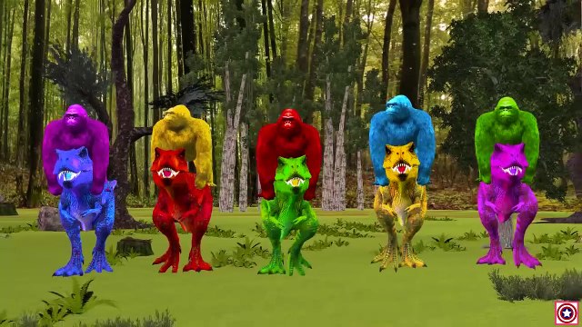 Dinosaur Gorilla Finger Family | 3D Animal Cartoons | Colors Gorilla Dinosaur Finger Family Songs