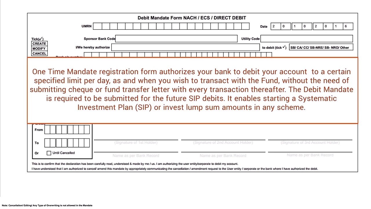 Learn How To Fill Debit Mandate Form @ My SIP Online