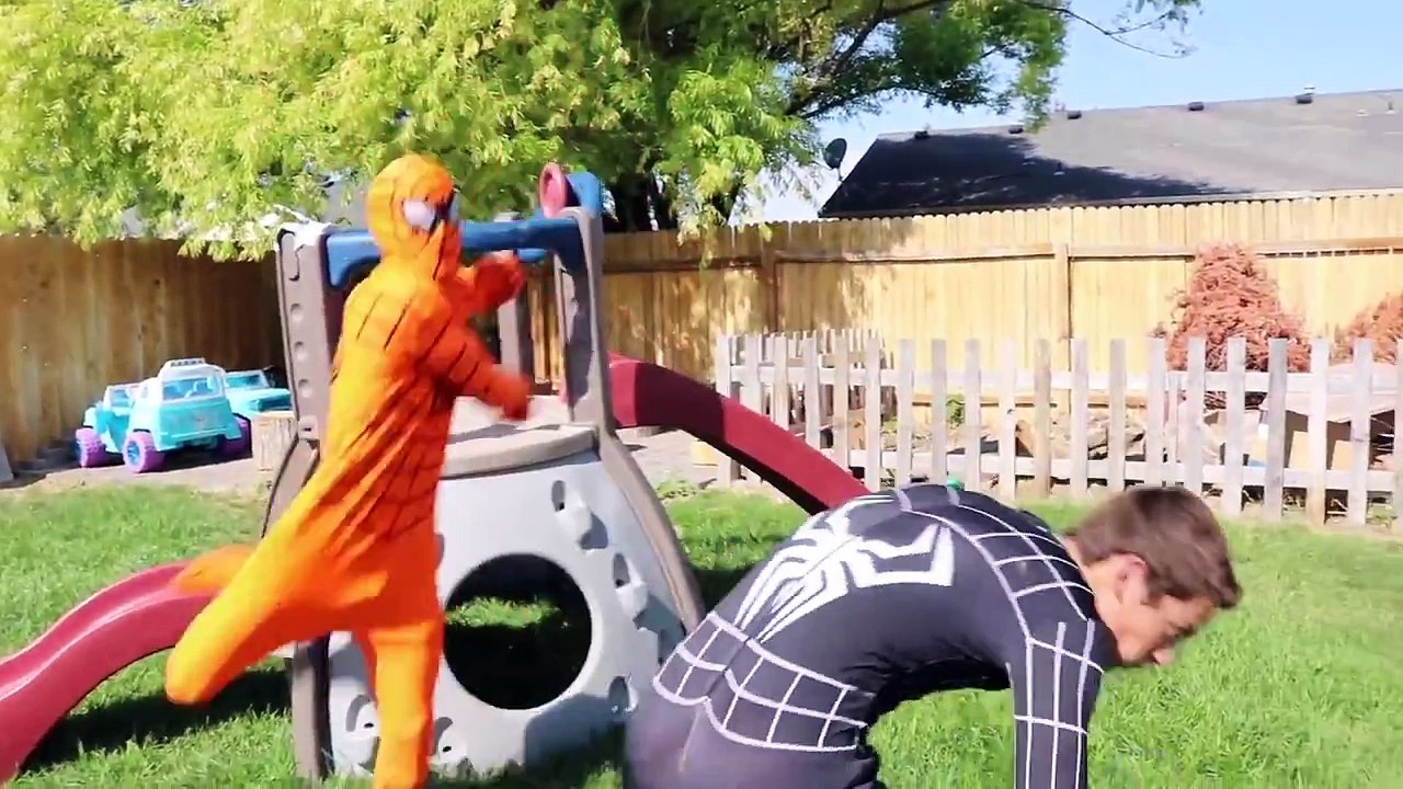 Orange Spiderman vs Two Face Joker - Funny Superheroes in Real Life | Superhero Movie