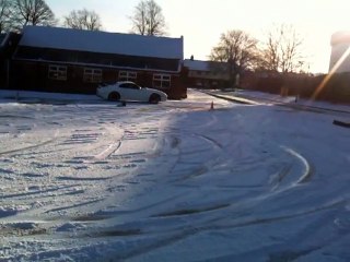 Toyota Supra Drifting in the snow! Back fires