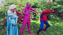 Superheroes in Real Life - Pregnant Spiderman w/ Frozen Elsa & Hulk - Colored Balls & Bath Time