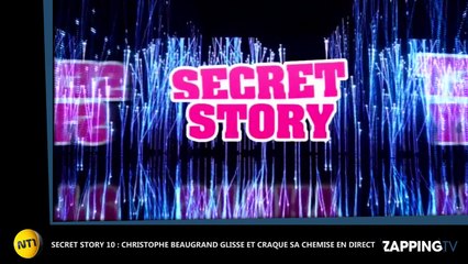 Secret Story 10 : Christophe Beaugrand chute en direct et craque sa chemise (Vidéo)