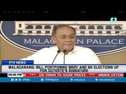 Malacañang: Bill postponing brgy. and SK elections up for President Duterte's signature