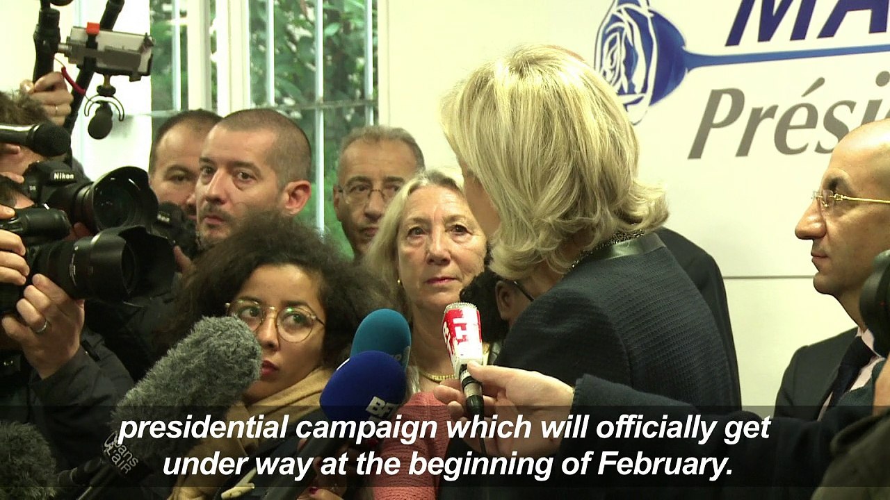 French far-right leader Marine Le Pen opens campaign HQ