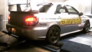 Subaru running through some gears on the dyno.