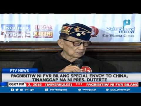 Pagbibitiw ni FVR bilang special envoy to China, tinanggap ni Pangulong Duterte