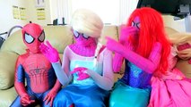 Spiderman vs Joker vs Frozen Elsa Epic Pool Party w Little Mermaid Ariel Pink Spidergirl