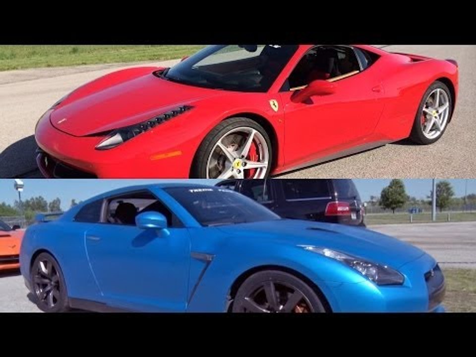 GT-R vs 458 Italia Ferrari - AMAZING Sound!
