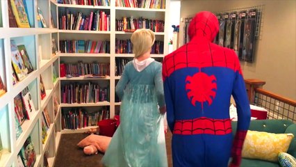 Frozen Elsa Steps On Spiderman!?! Maleficent Shrink Ray Prank In 4K