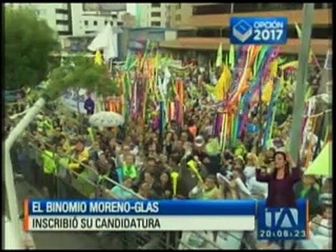 Oficialismo inscribió candidatura de binomio Moreno - Glas