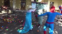Frozen Elsa vs Pink SpiderGirl tied with ball Spiderman vs Joker pranks fun Superheroes movie