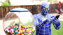 Spiderman & Skye vs Joker & Giant Bubble Gum Ball Machine w Peppa Pig! Fun Superhero in Real Life