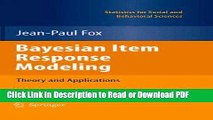 Read Bayesian Item Response Modeling: Theory and Applications (Statistics for Social and