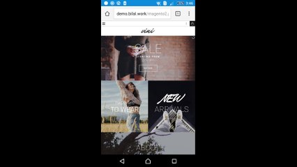 Clothes Magento theme- Magento2 Ecommece Template mobile view in Android