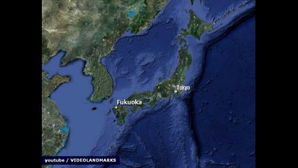 Effondrement d'une route à Fukuoka - Japon