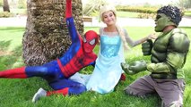 Elsa becomes Stronger gets Hulk MUSCLES w Spiderman vs maleficent Thor anna