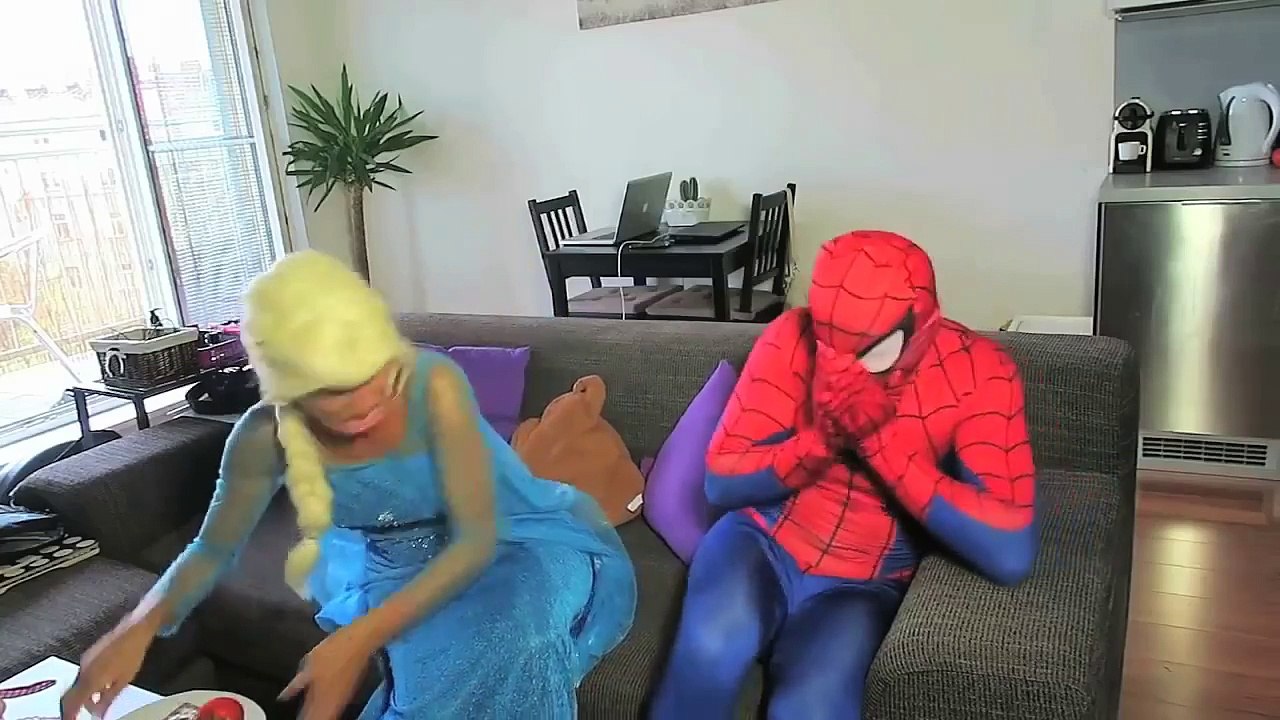 Frozen Elsa Eats Bug! Spiderman vs Joker PRANK Funny Superhero Movie in Real Life