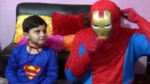 Fat Spiderman & Little Superman Unboxing Batman & Iron Mans Masks Superhero!