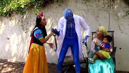 Snow White baby sick w/ Doctor blue spiderman, frozen Elsa, bad baby, & more!