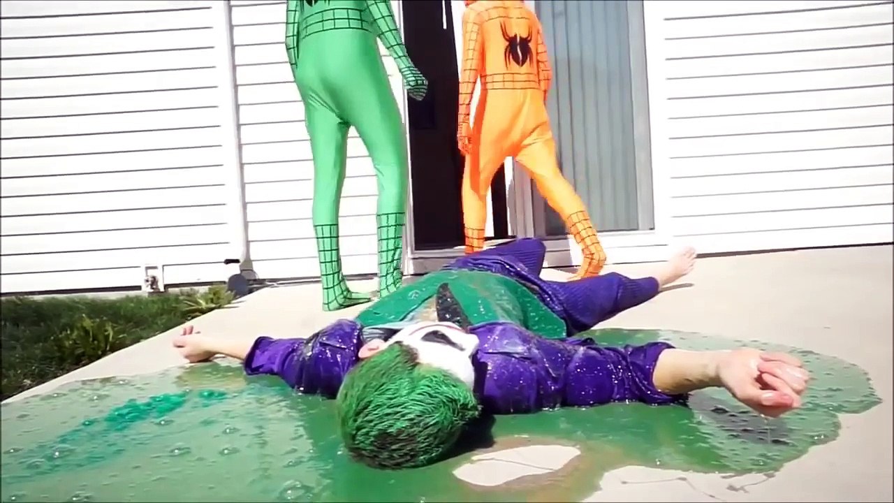 Green and Orange Spider-Man vs. The Joker Joker is going crazy