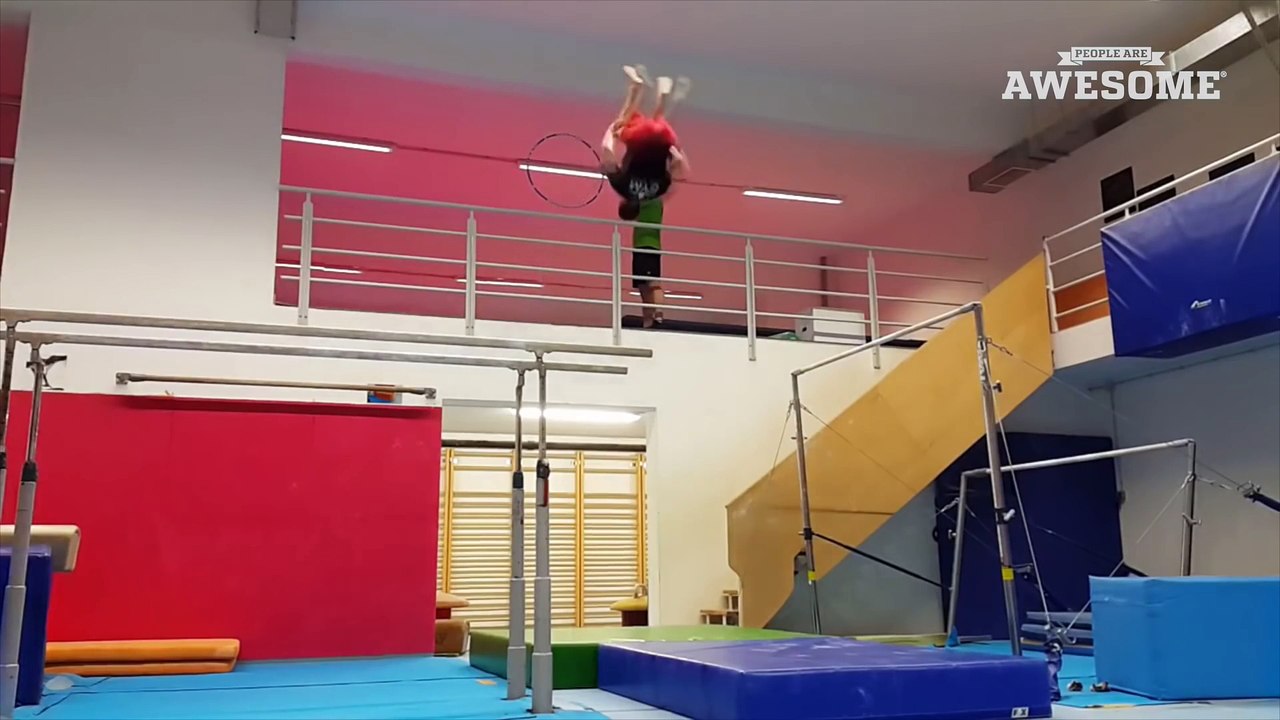 PEOPLE ARE AWESOME 2016 : TOP FIVE- Stuntman Training, Breakdancing & Tennis Freestyle