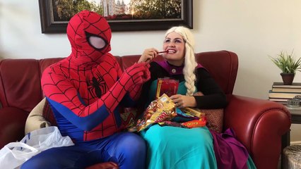 Spiderman and Elsa Get Sick - TOO MUCH CANDY - Doctor Elsa Spiderman Kids Videos In Real Life In 4K