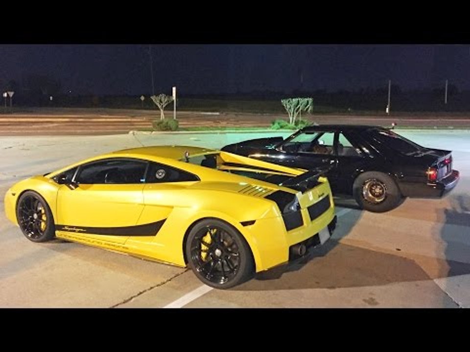 BLACK JESUS Turbo Mustang -vs- 1500hp Twin Turbo Lambo