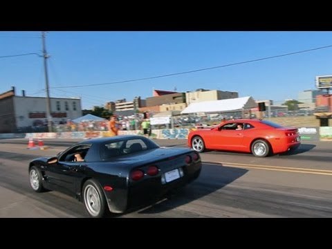 Supercharged Camaro vs Supercharged Corvette on the Street