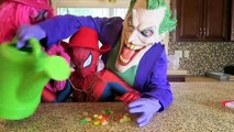 Spiderman vs Joker vs Pink Spidergirl GIANT Gummy Bear w Peppa Pig Funny Superheroes
