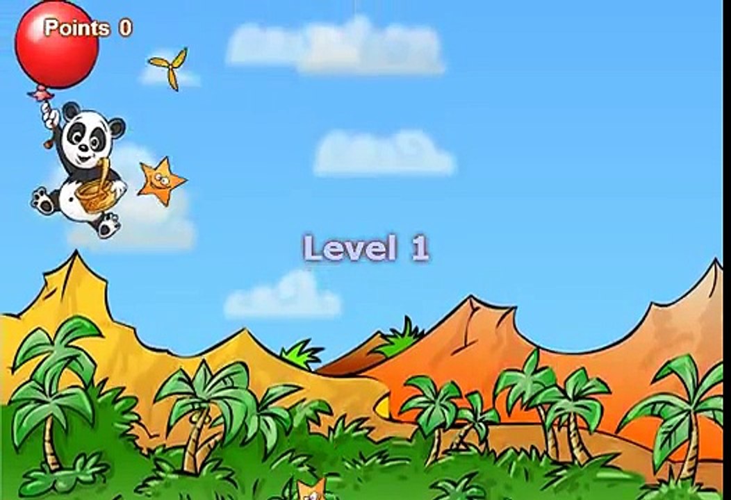 Панда летит на воздушном шарике ( Panda is flying on a balloon )
