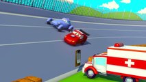 سيارة سباق و سباق السيارات الزرقاء و توم شاحنة الجر| رسوم متحركة للأطفال في مجال الإنشاءات