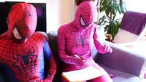 Maleficent vs Spiderman Hypnotized & Pink Spidergirl in Real Life w/ Joker Prank Fun Superhero Movie